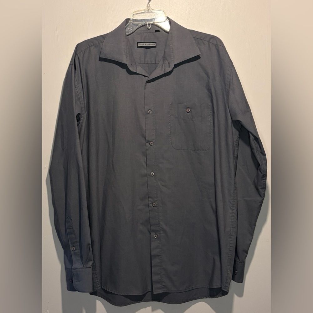 Dolce & Gabbana Vintage Grey Button Down Shirt Breast Pocket Size 44 / Large